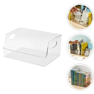 Book Storage Box Clear Bins Plastic for Kitchen Organization Office - Picture 1 of 12