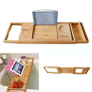 Große Badewannenablage Bambus Tablett Badewanne Caddy Laptop Schreibtisch Regal - Afbeelding 1 van 16