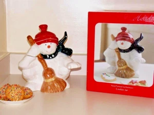 Acentos para el hogar vacaciones muñeco de nieve tarro de galletas 11" decoración de vacaciones cocina - Imagen 1 de 12