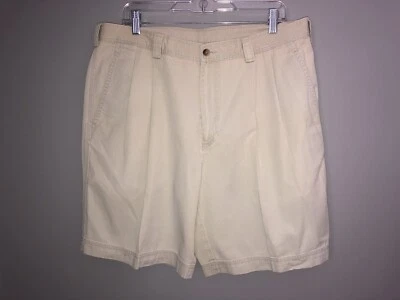 Pantalones cortos chinos de golf Lands End para hombre talla 38 beige plisados 100 % algodón Foto 1 de 4