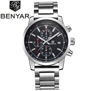 BENYAR Herrenuhr Business Style Chronograph Quarz Armbanduhr Stahlarmband - Bild 1 von 14
