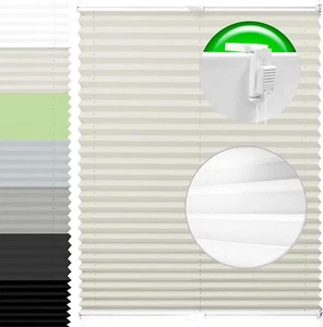 Plissee Pliseerollo mit Klemmträger Ohne Bohren Crush Stoff Fensterrollo - Bild 1 von 17