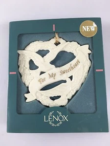 Lenox For My Sweetheart Heart & Doves Ivory China Ornament 3 1/4" with Box - Picture 1 of 3