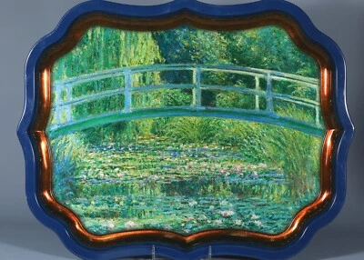 THE NATIONAL GALLERY WATER LILY POND Claude Monet Rectangular Tin Tray 17x22x1" - Image 1 of 3
