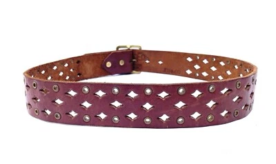 Joed 复古棕色复古皮革黄铜索环耳钉皮带尺寸 34 钻石 — 第 1/4 张图片