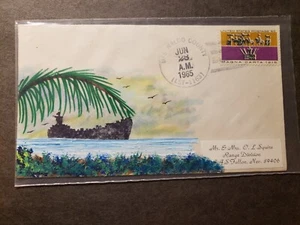 USS WALDO COUNTY LST-1163 Naval Cover 1965 MORRISSEY HAND-PAINTED Cachet - Picture 1 of 2