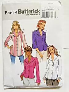 Butterick B4659 Hemd mit Knopfleiste und gespreiztem Kragen, Ärmelvariationen Gr. 16-22 UNGESCHNITTEN - Bild 1 von 3