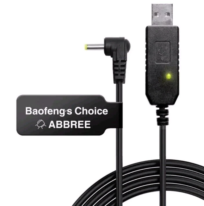 USB Charger Cable with Indicator Light for BaoFeng UV-5R Extend Battery BF-UVB3 - Image 1 of 4