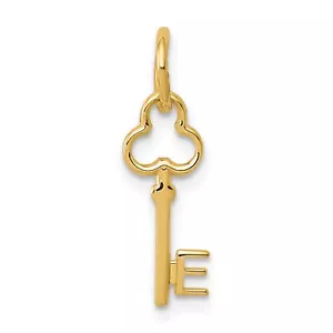 14k Yellow Gold Upper Case Letter E Initial On Key Charm - Picture 1 of 7