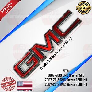 GMC Front Grille Emblem Badge Logo Red Chrome 2007 2008 -13 GMC Sierra 22761795