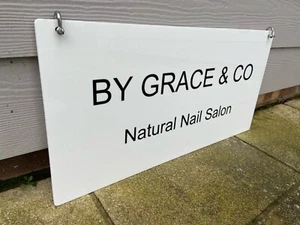 OUTDOOR DOUBLE/SINGLE SIDED PERSONALISED HOUSE NAME HANGING d HOOK SIGN PLAQUE - Picture 1 of 6