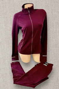Victoria’s Secret Sport Gym Coat Jacket & Jo Leggings Set S Burgundy - Picture 1 of 11