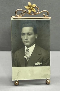 Rare German Empire Hallmark D.R.G.M. 64529 Brass Gold Filled Portrait Frame - Picture 1 of 8