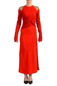 Versace Women's Bright Red Silk Long Sleeve Evening Dress US XS IT 38 - Picture 1 of 6