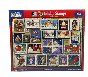 White Mountain Puzzle HOLIDAY STAMPS Lois B. Sutton NEW jigsaw 500 - Picture 1 of 6