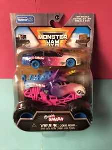 2025 Spin Master Monster Jam Sparkle Smash Race Car Combo 1/64 Walmart Exclusive - Picture 1 of 4