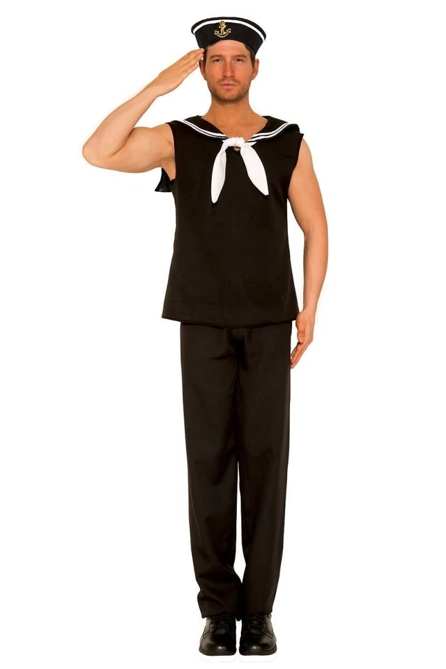 Music Legs Black Sleeveless Shirt with Sailor Collar & Matching Pants - XL - Image 1 of 1