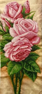 Handmade  embroidered with beads on gabardine artwork/Gift - Picture 1 of 4