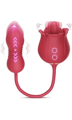 Consolador vibrador rosa juguetes sexuales - MOOLIGIRL 4 EN 1 juguetes para adultos para mujeres con 9 lenguas Foto 1 de 4