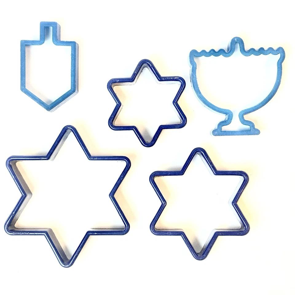 Cortador de galletas Hanukkah 5 piezas - Dreidel, Menorá, Estrella de David Foto 1 de 1