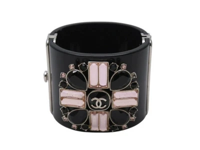 Brazalete Brazalete CHANEL Cocomark 08C Plástico Metal Negro Estrás Rosa Plata H Foto 1 de 4