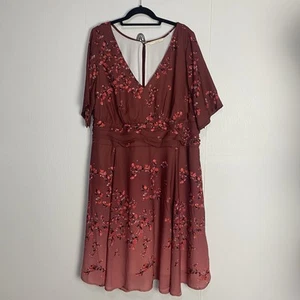 Wayward Fancies eShakti Women FLoral Midi V Neck Dress With Pockets Size 2X-22W - Picture 1 of 14