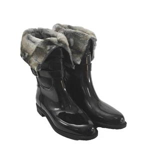 Stuart Weitzman Mujer 8.5 39 Copo de Nieve Negro Bota de Goma Piel Sintética Invierno Defectuosa - Imagen 1 de 16