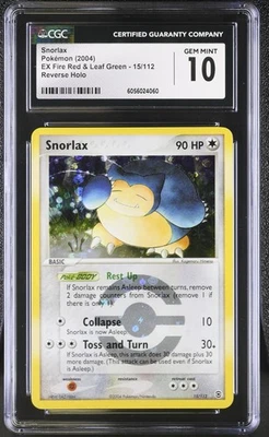 CGC 10 Snorlax EX Fire Red & Leaf Green 15/112 Reverse Holo Pokemon Card - Image 1 of 2