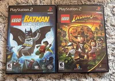 Lot (2) Playstation 2 Lego Batman & Lego Indiana Jones PS2 W/ Box & Instructions - Image 1 of 4