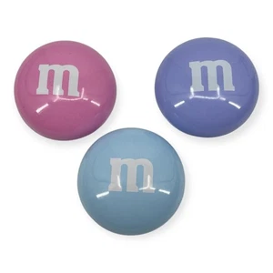 M&M Pastel Candy Tins Ornament Set Of 3 Pink Purple Blue Easter Trinket Dish - Picture 1 of 7