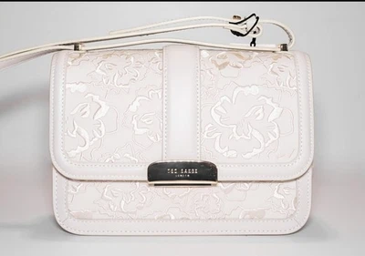 ✨Nuevo Bolso Bandolera TED BAKER London Ginn Marie Cuero Blanco Floral Bordado Foto 1 de 4