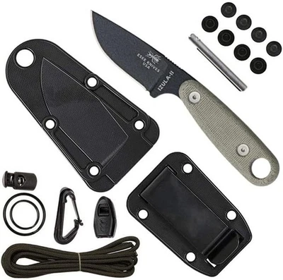 Kit de supervivencia ESEE Izula-II: hoja negra 1095 con mango Micarta Foto 1 de 2