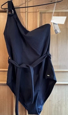 Black One Shoulder Swimsuit With Tie Belt 14 - Image 1 of 4