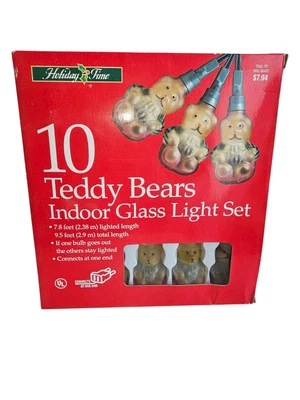VINTAGE HOLIDAY TIME Novelty Teddy Bear Christmas String Lights -Read - Image 1 of 2