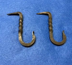 2 Wrought Iron Coat Hooks - Picture 1 of 4