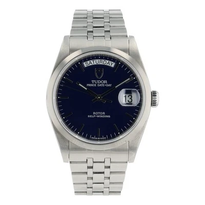 Reloj automático para hombre Tudor Prince fecha día acero inoxidable esfera azul 36 mm 76200 Foto 1 de 4