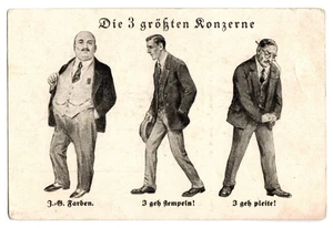 AK um 1925/1926 - Schwarzer Humor, Satire "Die 3 größten Konzerne" - Bild 1 von 2