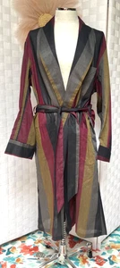 NWOT Men's VTG BRENT Montgomery Ward Striped Cotton Blend Robe w/ Belt Size M - Picture 1 of 11