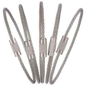 6 Inch Wire Keychain Cable Large Stainless Steel Key Ring Loop Holder for Out... - Picture 1 of 7