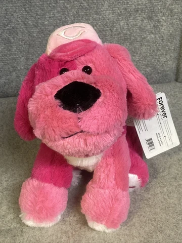 MLB Cincinnati Reds Embroidered 8" Pink Plush Dog w/ Cap Stuffed Toy NWT Cover