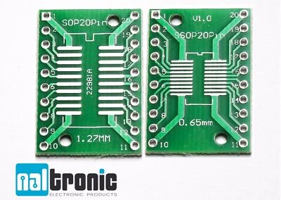 SOP20 SSOP20 TSSOP20 SMD zu DIP20 IC Adapter Platine 0,65mm 1,27mm 166 - Bild 1 von 2