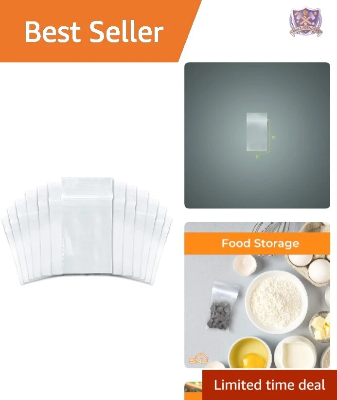 Snl Quality Zip Lock Reclosable Clear Disposable Plastic Bags Strong 2" X 3"