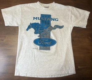 Vintage Ford Mustang Gray T Shirt Size Large Single Stitch 1995 Made in USA - Picture 1 of 8