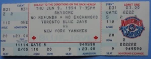 Boleto sin usar de los Baseball Jays vs Yankees 9 de junio de 1994 en el estadio Skydome de Toronto - Imagen 1 de 2
