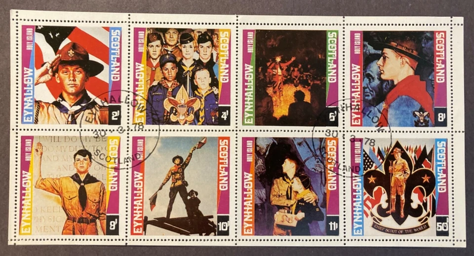Boy Scouts Scotland local stamps used CTO, block of 8 - Image 1 of 1