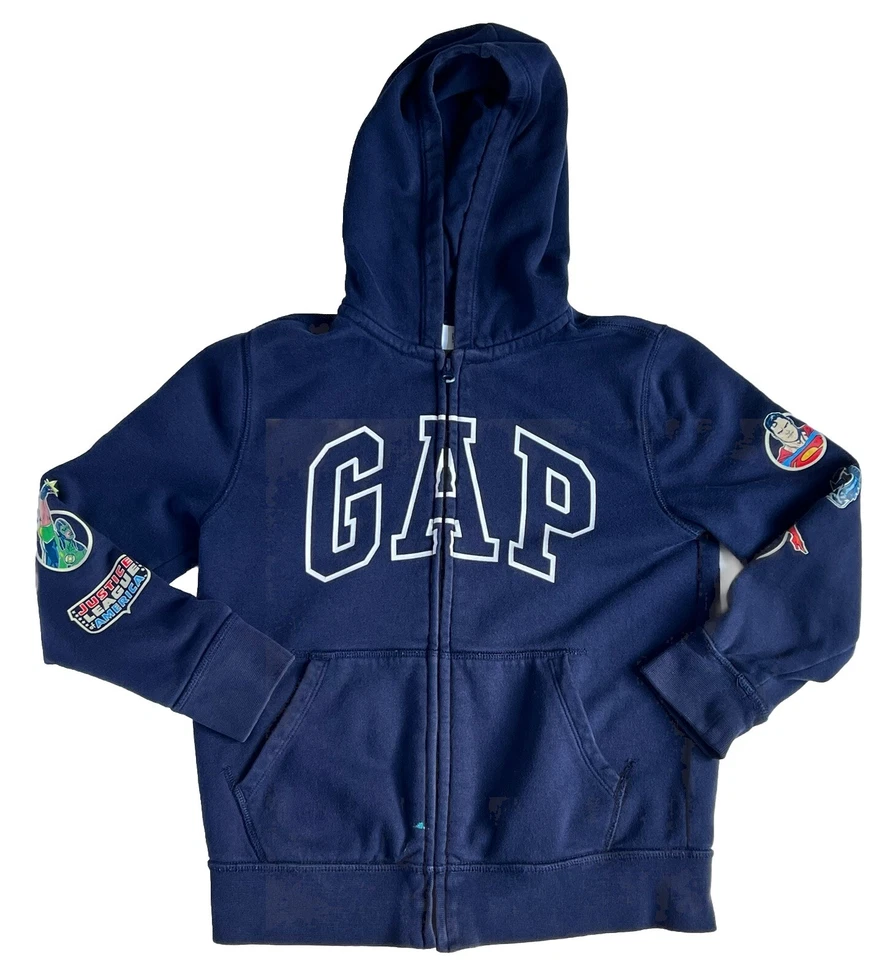 GapKids | DC™ Logo Hoodie Sweatshirt Boys M 8-9  Navy Blue Justice League Comics - Image 1 of 4