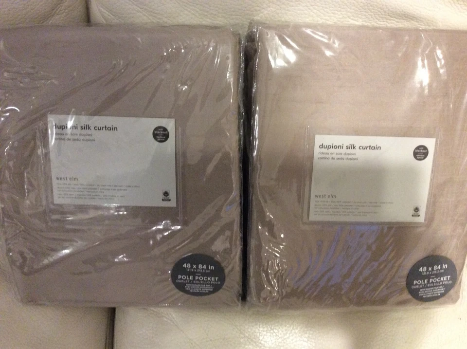 West Elm Two (2) Dupioni Silk Curtains 48x84 Dusty Blush Blackout Drapes NWT - Image 1 of 1