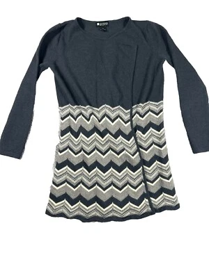 Valerie Bertinelli Womens Merino Gray Wool Open Front Cardigan M Chevron Stripes - Image 1 of 4