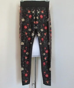 ULTRACOR BLACK BOTANICAL FLORAL HIGH WAIST SLIM FIT TO ANKLE LEGGINGS, SIZE S/M - Picture 1 of 9