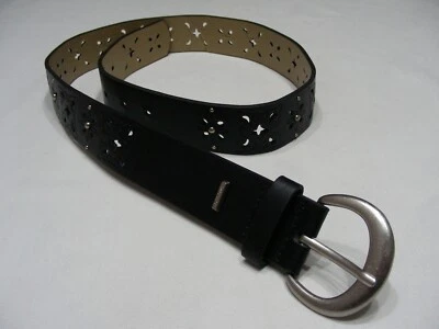 RELIC - Black Faux Leather Paisley Stud Perforated M Size 1 1/2" Adjustable Belt - Image 1 of 4